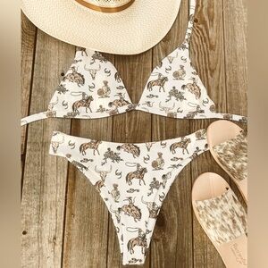 Western Horseback Riding Print Bikini